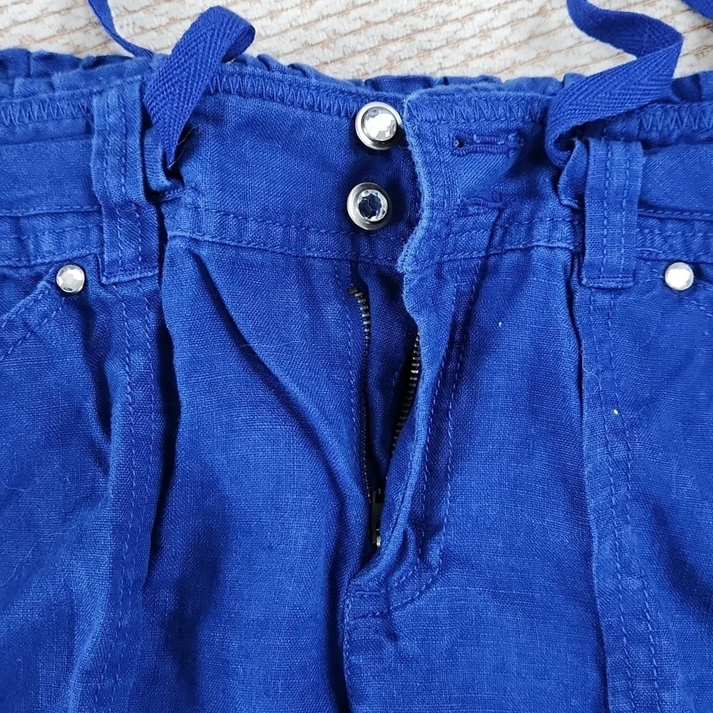 Blue Cropped Pants with Drawstring, INC, Size 6